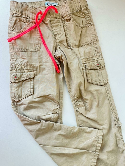 Pantalón marrón cordón fucsia gabardina OLd Navy t5a(256)