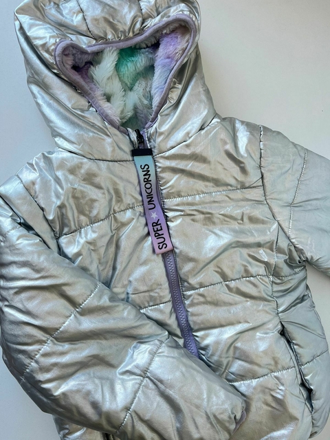 Campera plateada con piel de colores Grisino t4/6a(327) - comprar online