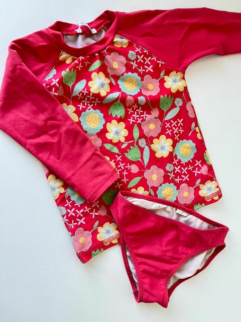 Duo traje de baño rosa flores Naranjo t2a(327) - comprar online