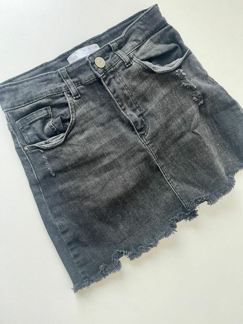 POllera mini de jean gris Zara t10a(187) - comprar online
