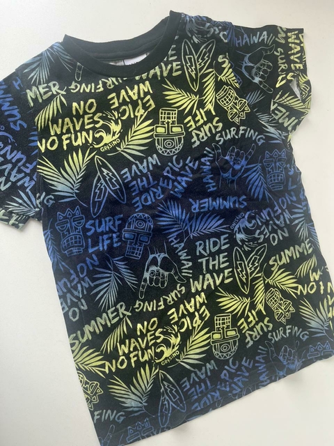 Remera negra ml dibujos fluor Grisino t10a(187) - comprar online