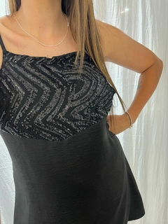 Vestido negro lentejuelas Malabia tM(ci08) - comprar online