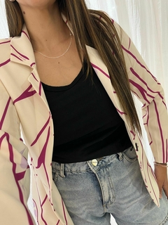 Blazer beige con lineas fucsias Malabia t1 (ci08) - comprar online