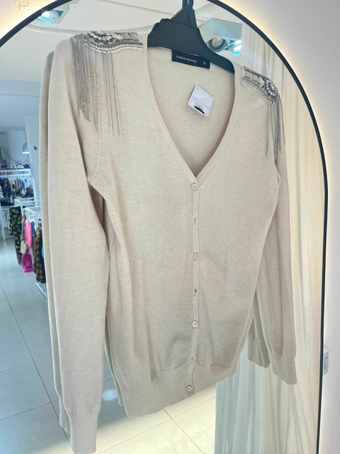 Cardigan beige con hombreras con lentejuelas Cuesta Blanca t40(ci 21) - (copia) - comprar online