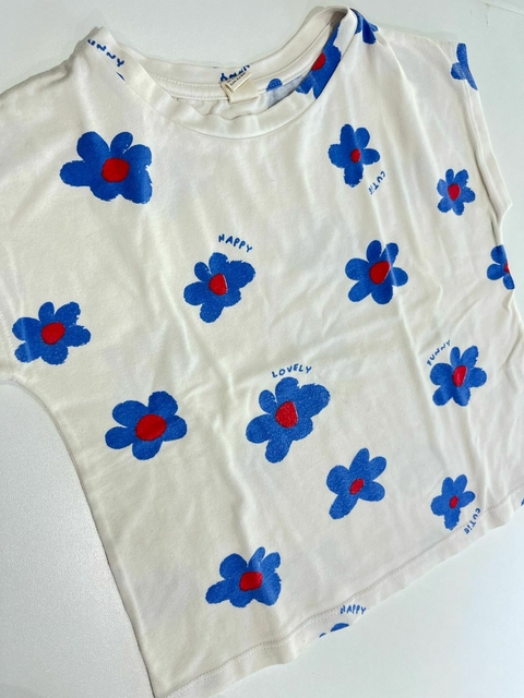 Remera mc blanca flores azules Cheeky t4(345) - comprar online