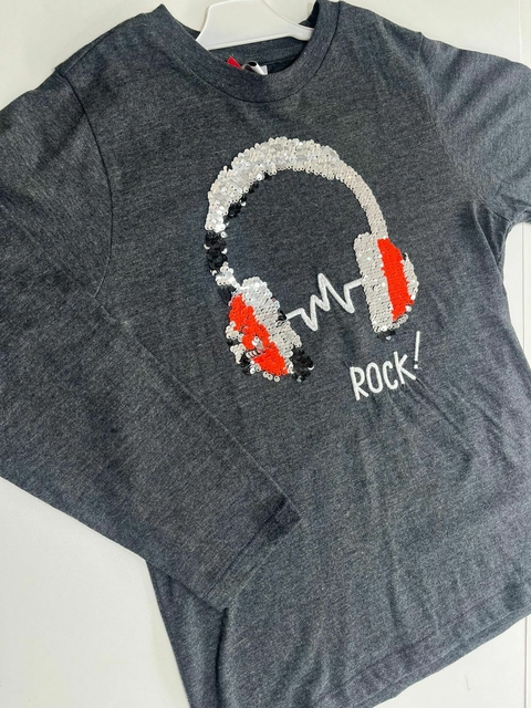 Remera ml gris auriculares de lentejuelas Grisino 11-12a(161) - comprar online
