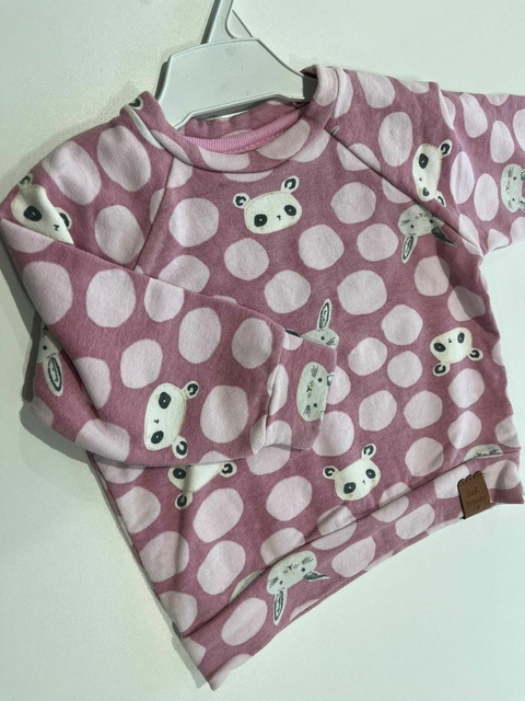 buzo rosa con círculos rosa con panda crayon T. 0L (378) - comprar online