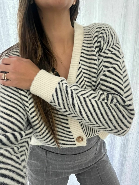 Cardigan tejido blanco lineas T.3-4 (40) - comprar online