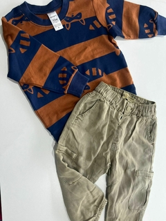 jean babucha verde de algodon por dentro zara T.9-12m (399) en internet
