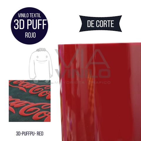 VINILO TERMO TEXTIL x 10CM - 3D PUFF - ROJO