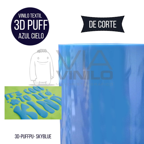 VINILO TERMO TEXTIL x 10CM - 3D PUFF - AZUL CIELO