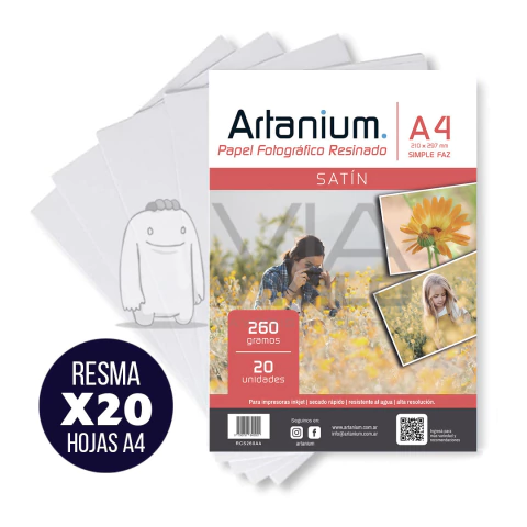 PAPEL A4 RESINADO SATIN 260gr x20 hojas