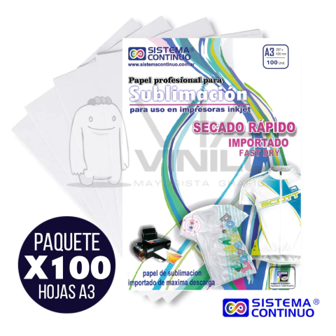 PAPEL SUBLIMACION A3 SISTEMA CONTINUO FAST DRY