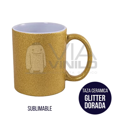 TAZA CERAMICA GLITTER DORADA - comprar online