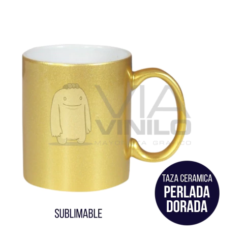 TAZA CERAMICA PERLADA DORADA - comprar online