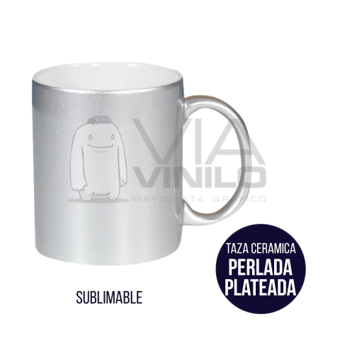TAZA CERAMICA PERLADA PLATEADA - comprar online