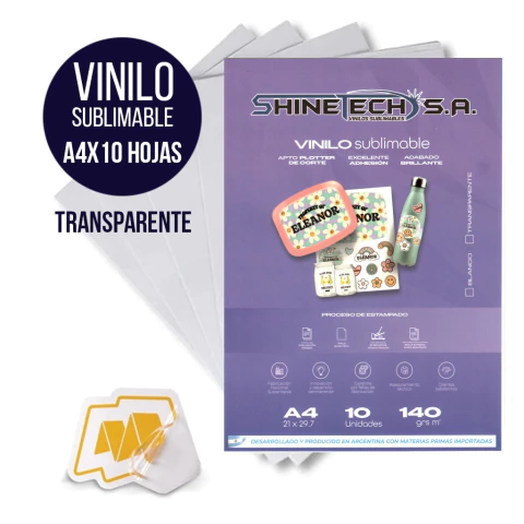 VINILO A4 SUBLIMABLE TRANSPARENTE - x 10 unidades - comprar online