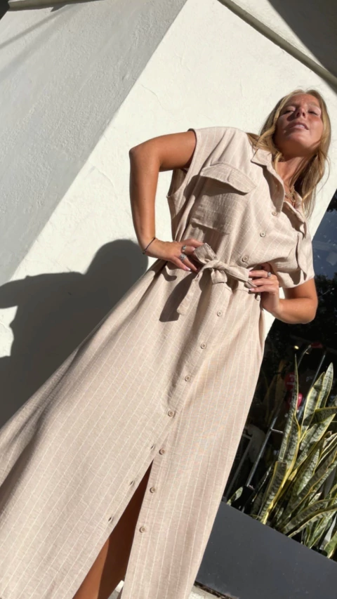 VESTIDO TAURO LINO RAYADO - comprar online