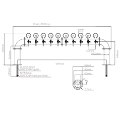 ARCO DE ACERO TALOS PARA 10 CANILLAS CON RECIRCULADO y LED - comprar online