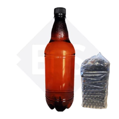 Botellas Pet 1 litro ámbar c/tapa x 100 unidades - comprar online