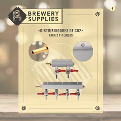 Distribuidor de CO2 4 líneas con llave - BREWERY SUPPLIES