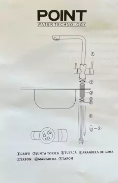 Grifo De Cocina Monocomando Con Llave Para Purificador 7604 zinc POINT WATER TECHNOLOGY - comprar online