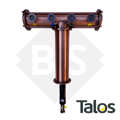 Pilón T de acero para 4 canillas Talos COBRE