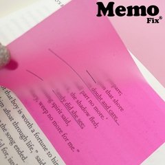 Notas Adhesivas Transparentes MemoFix®  60x90mm x 50 hojas 4 unidades  Descripción:  4 Notas Adhesivas Transparente MemoFix®    Medida 60x90mm x 50 hojas  El precio corresponde a 1 Pack de 4 unidades   Colores : Rosa Amarillo Naranja  Verde  Codigo SKU 80