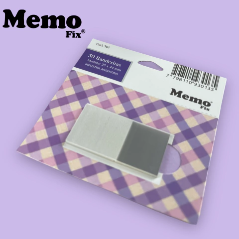 Banderitas autoadhesivas transparentes Memofix de 24x45mm en paquete de 50 hojas