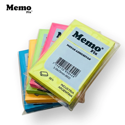 Notas Adhesivas MemoFix S Neon 50x75mm x80 hojas x 5 unidades
