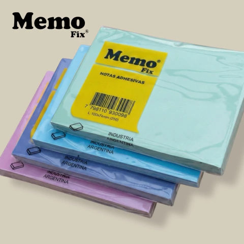 Notas Adhesivas MemoFix L Pastel 100x74mm x 80 hojas x 4 Unidades