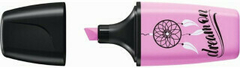 Marcador resaltador Stabilo BOSS Mini en color morado pastel con tapa negra y diseño de atrapasueños.