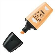 Marcador resaltador Stabilo BOSS Mini Pastellove color naranja pastel abierto, con tapa negra al lado.