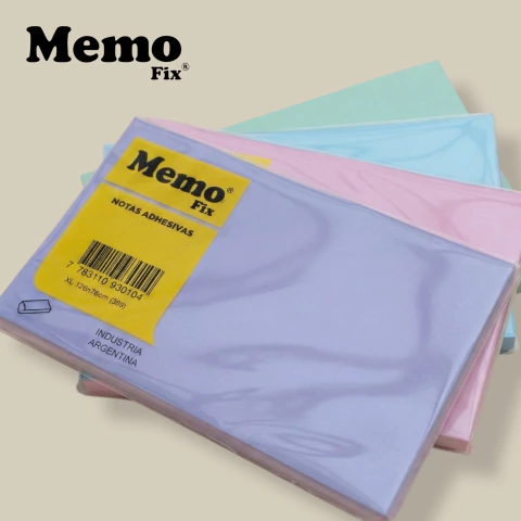 Notas Adhesivas MemoFix XL Pastel 123x74mm x 80 hojas x 4 Unidades