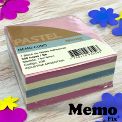 Cubo de Notas Adhesivas MemoFix Cubo en colores Pastel ROSA 74x74mm x 300 hojas - comprar online