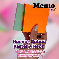 2 Cubos de Notas Adhesivas Transparentes (1 Pastel 1 Neon)