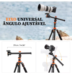 Tripé K&f Concept Alumínio 200cm Coluna Horizontal 10kg - loja online