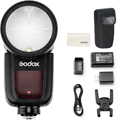 Flash Godox V1-N Cabeça Redonda TTL Speed Light Com Bateria Para Nikon - comprar online