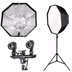 Kit Octabox Sombrinha Universal 80cm para lampadas - Soquete Duplo