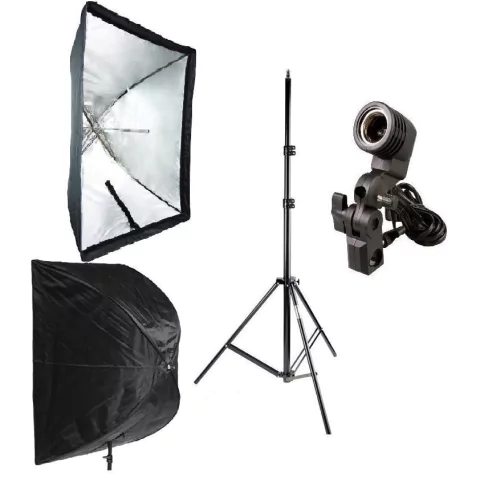 Kit Softbox Sombrinha Universal 60x90cm para lampada - Soquete Simples