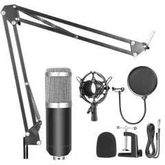 Kit Microfone Condensador Estúdio Profissional Podcast prata - comprar online