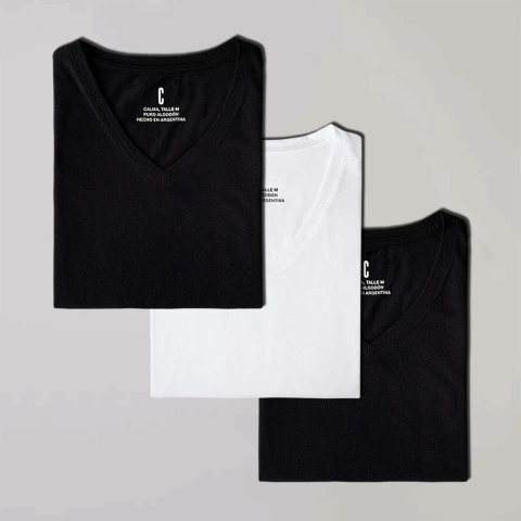 Remeras Pack x 3 Cuello V