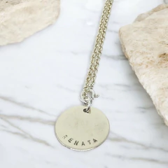 Sterling Silver Necklace with Engraved Circular Pendant - buy online