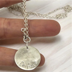 Sterling Silver Necklace with Engraved Circular Pendant - Tienda de Joyeros