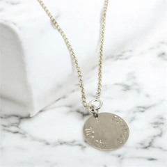 Sterling Silver Necklace with Engraved Circular Pendant on internet