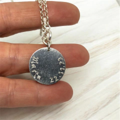 Sterling Silver Necklace with Engraved Circular Pendant - online store