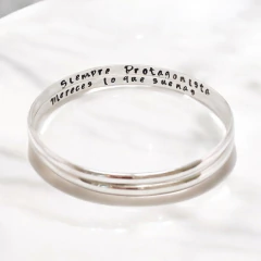 Engraved Half-Round Silver Bracelet on internet