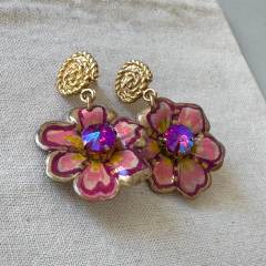 Aros Flor Pintados a Mano