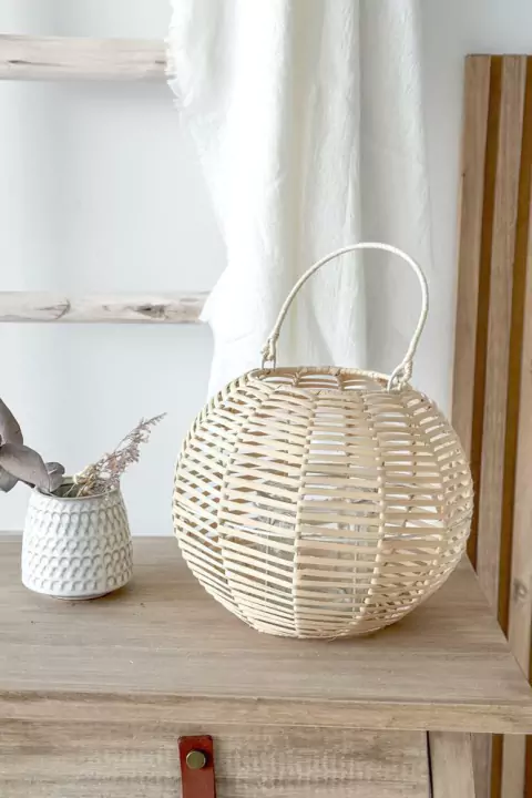 Fanal de Rattan con Portavela TIEN