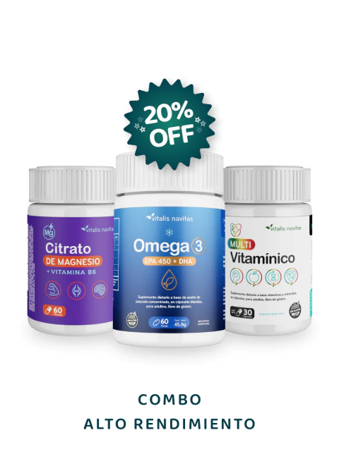 Combo Alto Rendimiento: citrato de magnesio + omega 3 + multivitamínico - comprar online